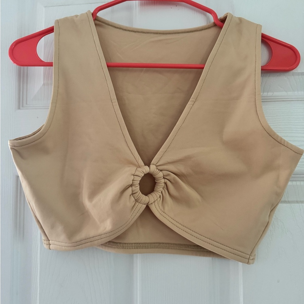 SHEIN Beige Ring Detail Crop Top